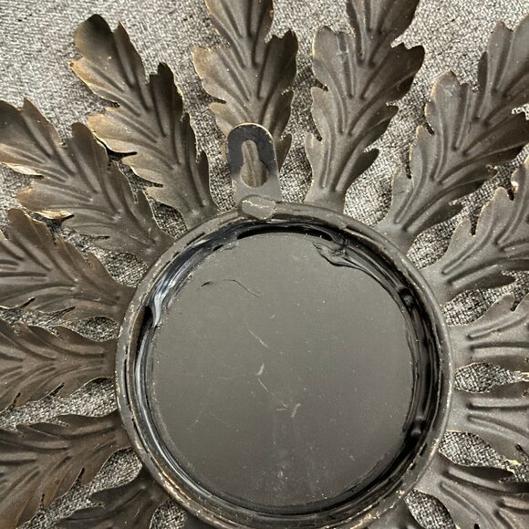 Vintage Gold Sunburst Wall Mirror - Decorative Leaf Design - Picture 2 of 2